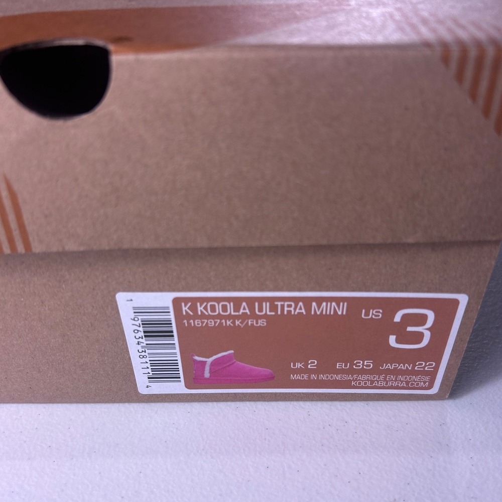 Koolaburra by UGG K Koola Ultra Mini Fuchsia Pink Suede Boots Sz 3 Kids NEW - Picture 5 of 11